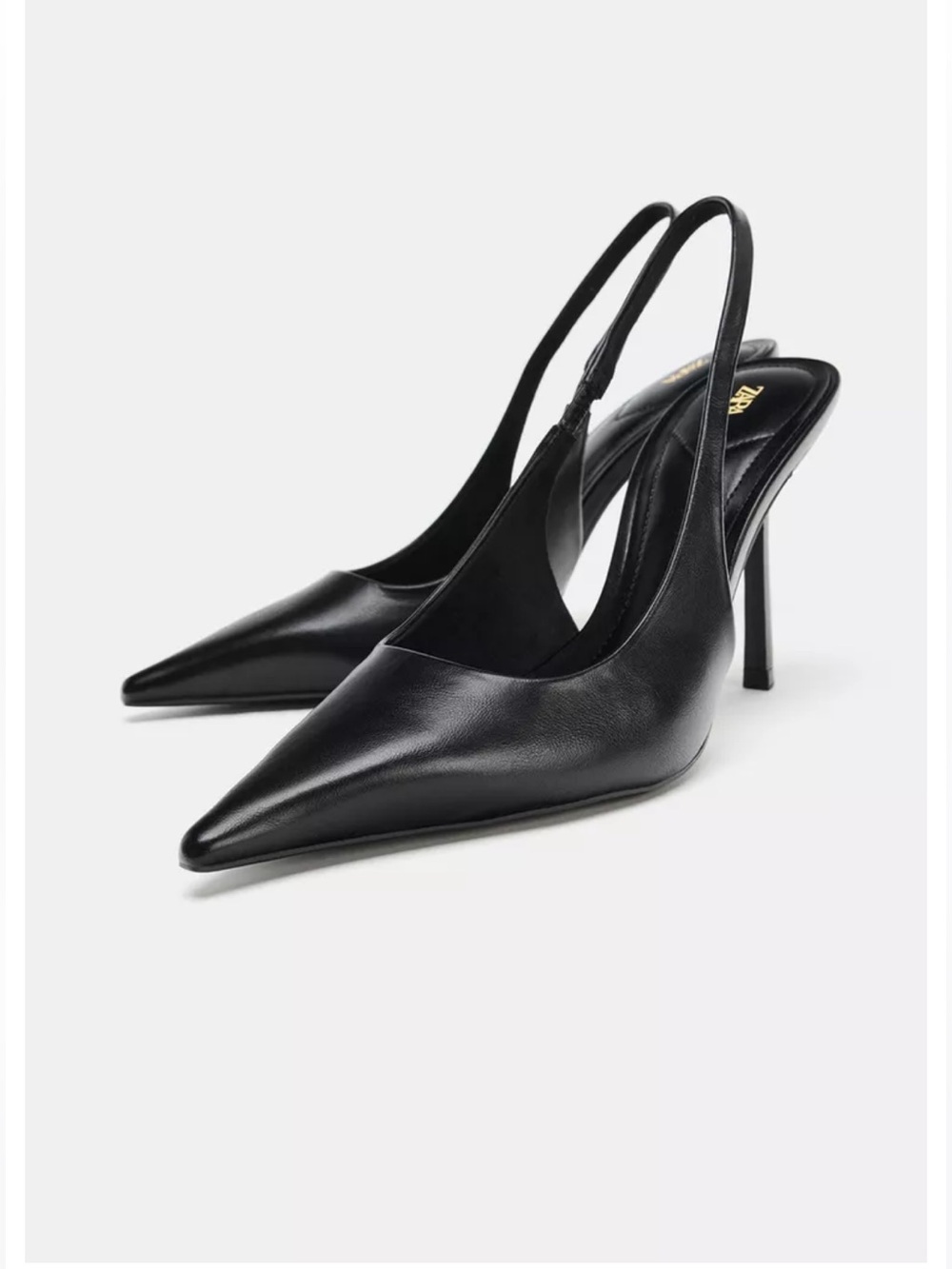Classic Black Pointed-Toe Slingback Heels